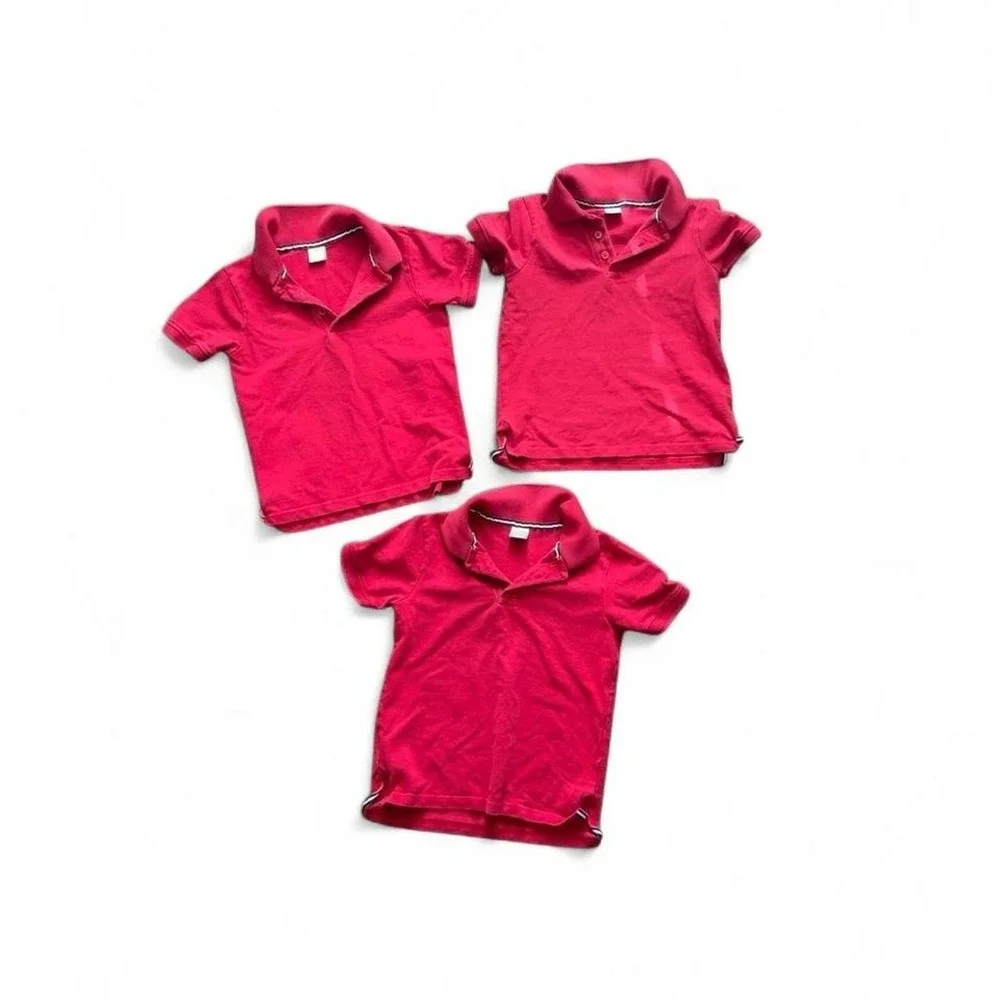 Gymboree Boys Red Short Sleeve Polo Shirt Lot 3 Pack Cotton Pique Size 5T Preppy